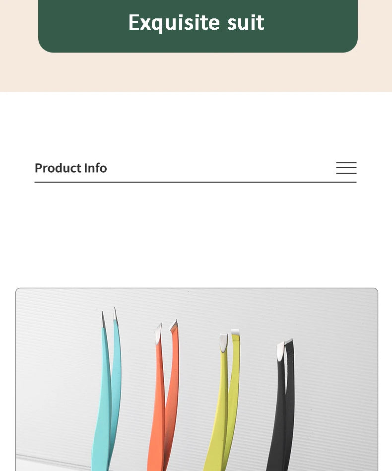 Professional Stainless Steel Eyebrow Tweezer Set