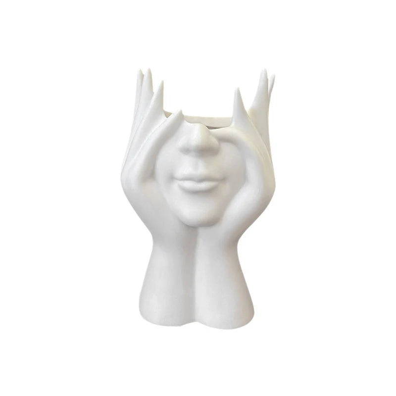 Human Face Art Desktop Organizer and Makeup Brush Holder - 13