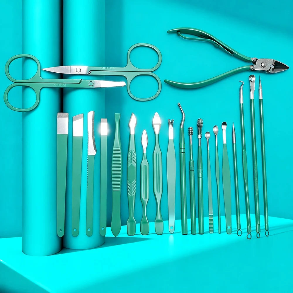 Professional Gradient Stainless Steel Manicure Grooming Kit - 4