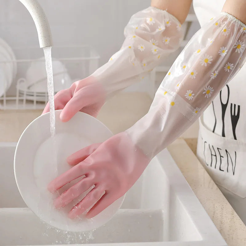Extra-Long Waterproof Cleaning Gloves - 1