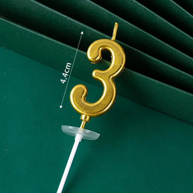 3D Gold Number Birthday Cake Candle - 18