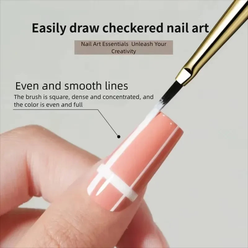 French Plaid Grid Nail Art Design Brush