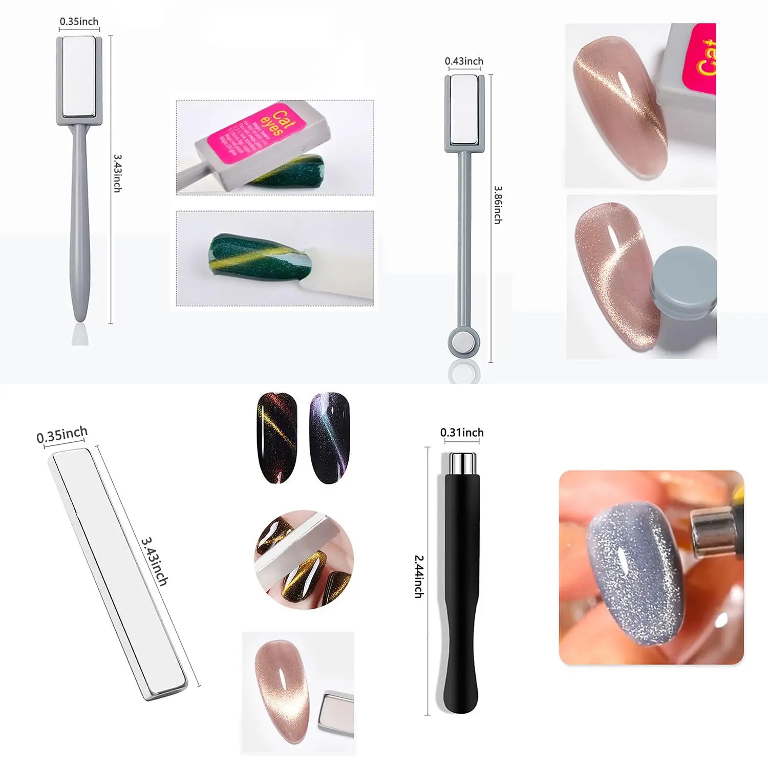 Magnetic Tool Set for 3D Cat Eye Nail Art