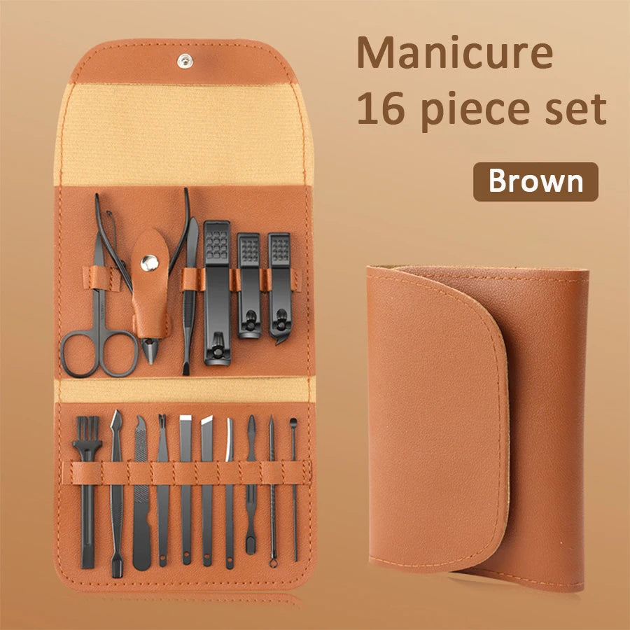 Professional Stainless Steel Manicure and Grooming Kit - 14