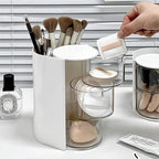 3-Tier Rotating Makeup Organizer with Dustproof Lid
