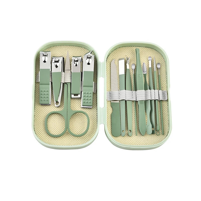 Professional Stainless Steel Manicure and Pedicure Grooming Kit - 12