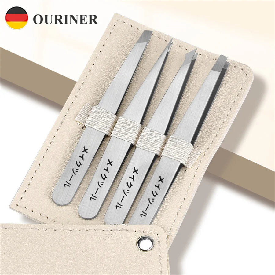 Professional Stainless Steel Eyebrow Tweezer Grooming Set