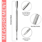 Dual-Ended Stainless Steel Cuticle Pusher and Nail Cleaner