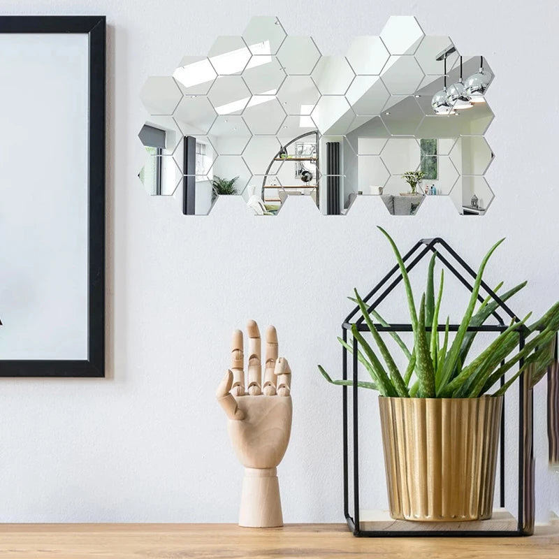 Hexagon Mirror Wall Decor Stickers - 4