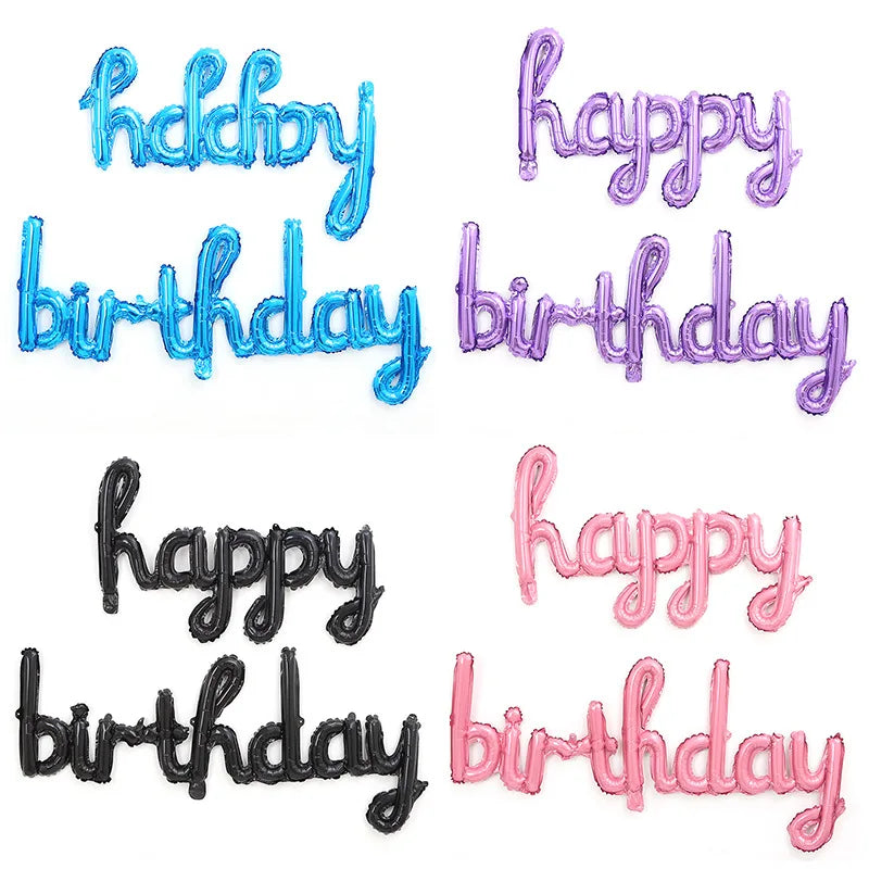 Cursive Happy Birthday Balloon Set - 3