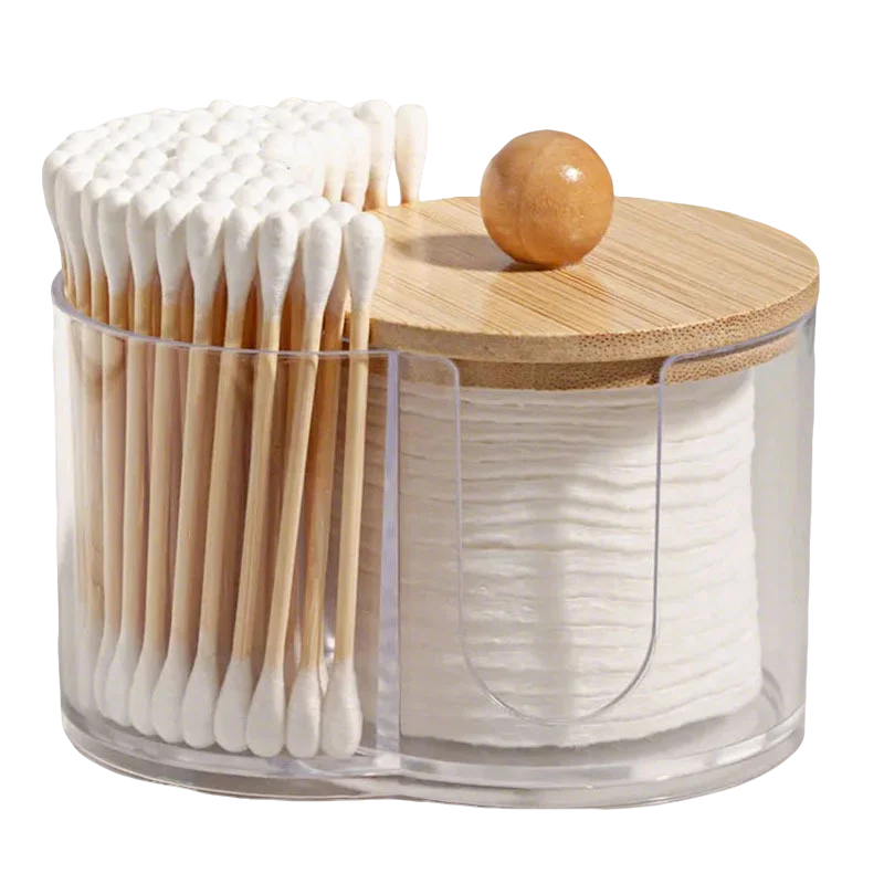 Dual Compartment Cotton Pad and Swab Organizer
