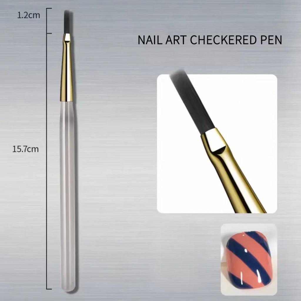 French Plaid Grid Nail Art Design Brush