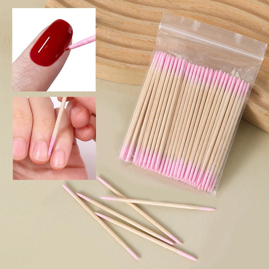 Pointed Precision Cotton Swabs for Nail Art and Makeup